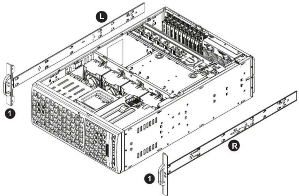 Technical diagram of a server rack with labeled components including drive, ports, and connectors