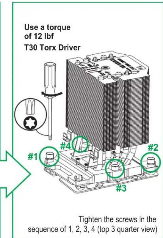 Use a torque of 12 lbf T30 Torx Driver #1 #4 #2 #3 Tighten the screws in the sequence of 1, 2, 3, 4 (top 3 quarter view)