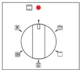 Diagram of a circular control knob with labeled buttons and directional arrows indicating input/output orientation