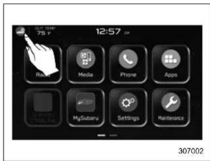 0:12:57 AM 75 F Radio Media Phone Apps MySubaru Settings Maintenance 307002