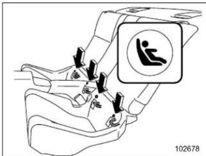 Diagram showing car seatbelting with a highlighted safety sign indicating seatbelt usage