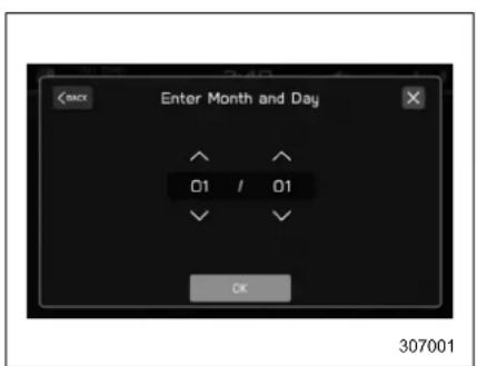Enter Month and Day 01 / 01 OK 307001