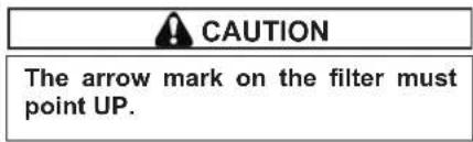 CAUTION The arrow mark on the filter must point UP.