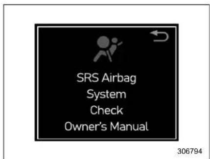 SRS Airbag System Check Owner's Manual