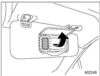 Diagram of a car interior showing directional control buttons and a directional arrow indicating movement or change.