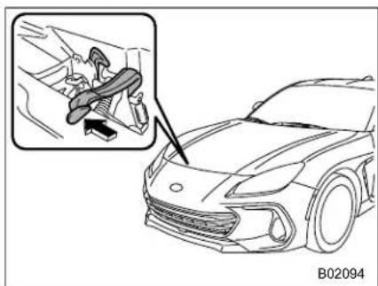 SUBARU BRZ Premium (2025) - To open the hood: - 2