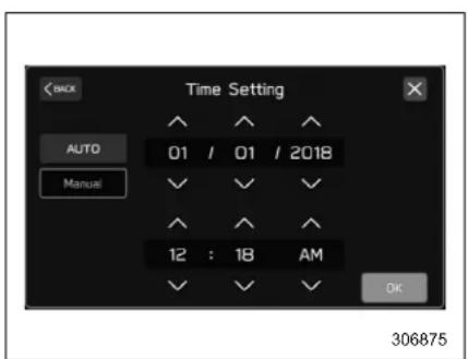 BACK Time Setting AUTO 01 / 01 / 2018 Manual 12 : 18 AM OK 306875