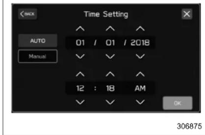 BACK Time Setting AUTO Manual 01 / 01 / 2018 12 : 18 AM OK 306875