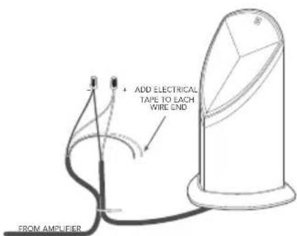 + ADD ELECTRICAL TAPE TO EACH WIRE END. FROM AMPLIFIER