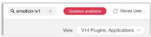 Emotion lv1 Updates available Waves User View: V14 Plugins, Applications