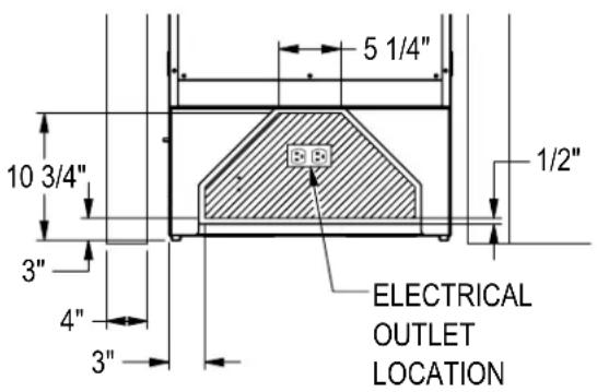 10 3/4" 3" 4" 3" 5 1/4" 1/2" ELECTRICAL OUTLET LOCATION