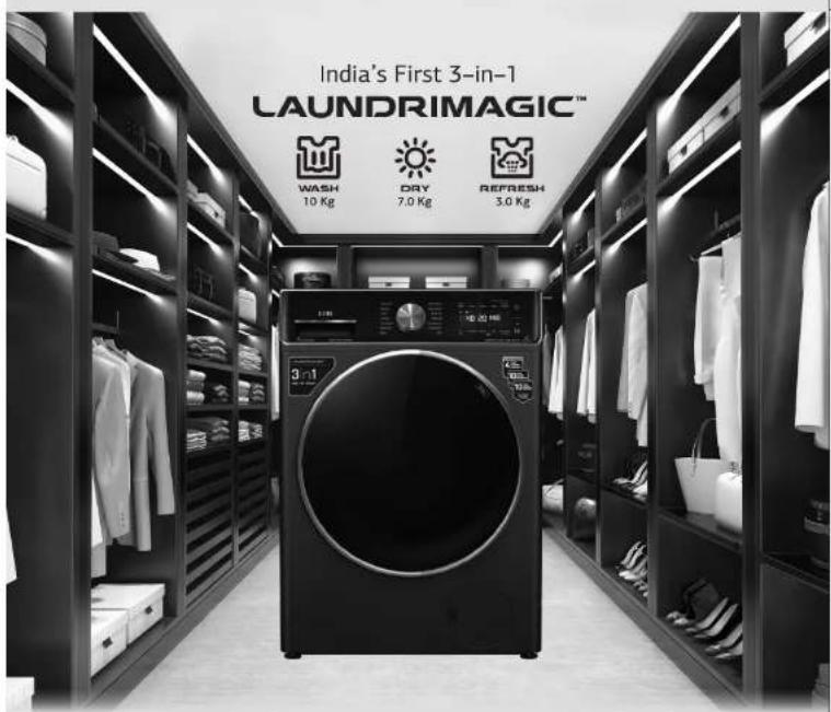 India's First 3-in-1 LAUNDRIMAGIC™ WASH 10 Kg DRY 7.0 Kg REFRESH 5.0 Kg