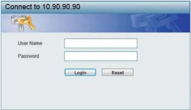 Connect to 10.90.90.90 User Name Password Login Reset