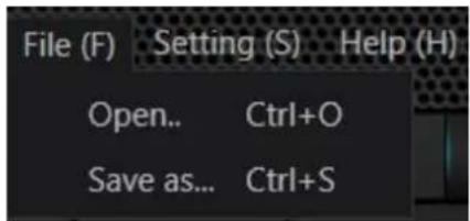File (F) Setting (S) Help (H) Open.. Ctrl+O Save as... Ctrl+S