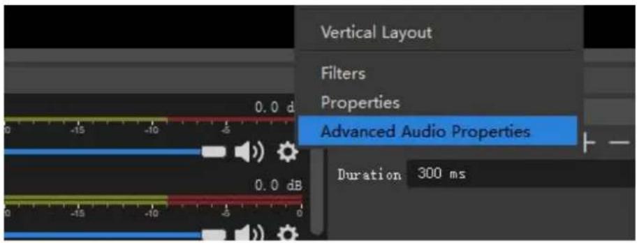 Vertical Layout Filters Properties Advanced Audio Properties 0.0 d 0.0 dB Duration 300 ms