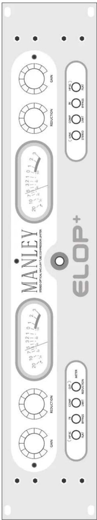 MANLEY STEREO OPTICAL VACUUM TUBE COMPRESSION LIMETER GAIN REDUCTION 20 10 7 5 3 2 1 0 1 2 3 20 10 7 5 3 2 1 0 1 2 3 REDUCTION GAIN HPSC IN COMP Q/P FLAT BYPASS LIMIT REDUCTION LINE COMP IN HPSC STEREO LIMIT BYPASS FLAT ELOP+