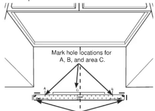 Mark hole locations for A, B, and area C.