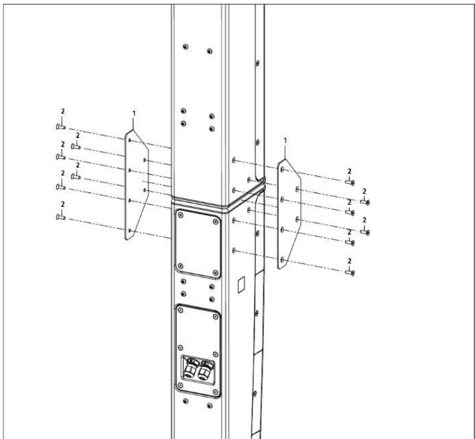 Technical diagram of a mechanical or electrical component with labeled parts and dimension annotations