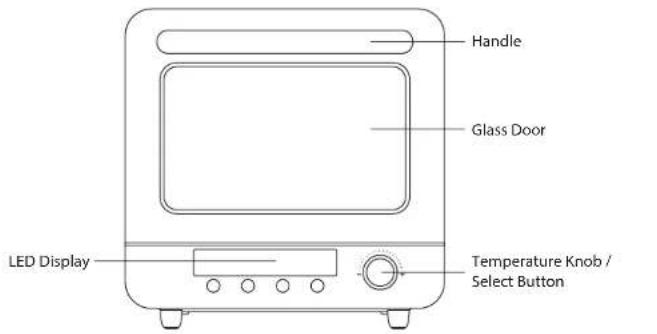Handle Glass Door LED Display Temperature Knob / Select Button