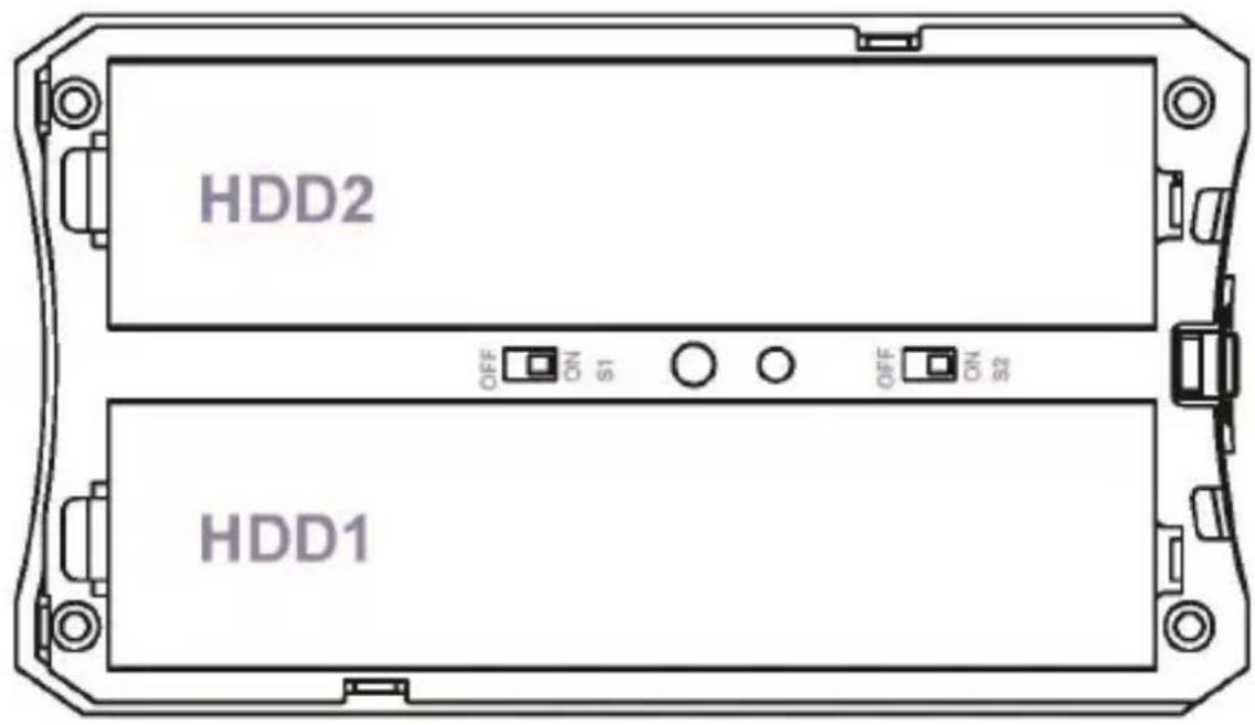 HDD2 OFF ON S1 OFF ON S2 HDD1