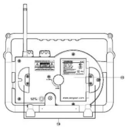 Technical diagram of an electronic device with labeled components and wiring connections