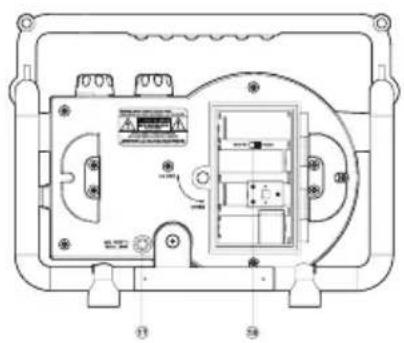 Technical diagram of an electrical enclosure with labeled components and wiring connections
