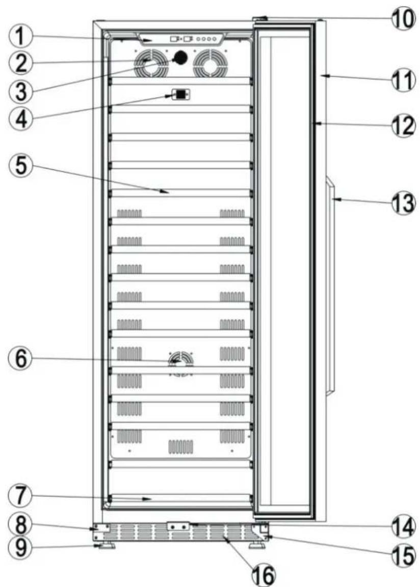 Diagram of a server rack with numbered components for identification and assembly reference.