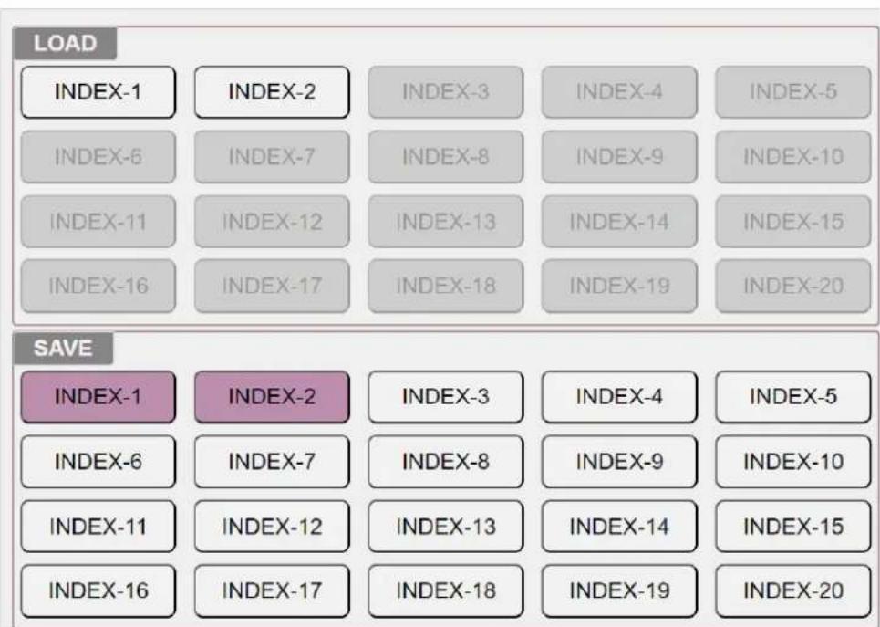 LOAD INDEX-1 INDEX-2 INDEX-3 INDEX-4 INDEX-5 INDEX-6 INDEX-7 INDEX-8 INDEX-9 INDEX-10 INDEX-11 INDEX-12 INDEX-13 INDEX-14 INDEX-15 INDEX-16 INDEX-17 INDEX-18 INDEX-19 INDEX-20 SAVE INDEX-1 INDEX-2 INDEX-3 INDEX-4 INDEX-5 INDEX-6 INDEX-7 INDEX-8 INDEX-9 INDEX-10 INDEX-11 INDEX-12 INDEX-13 INDEX-14 INDEX-15 INDEX-16 INDEX-17 INDEX-18 INDEX-19 INDEX-20