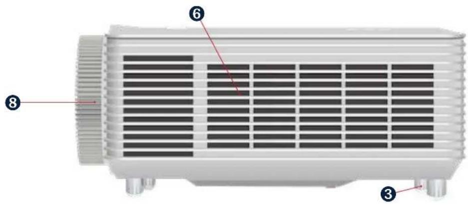 Diagram of a heat exchanger with numbered parts labeled 3, 6, and 8 pointing to internal structure.
