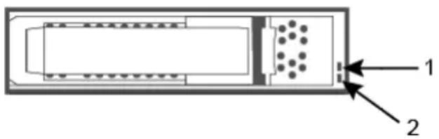 Diagram of a device with labeled components, showing internal structure and two numbered parts.