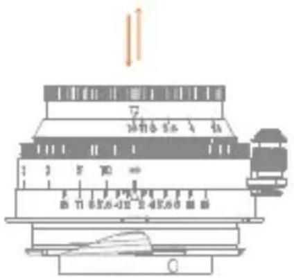 Diagram of a mechanical measuring instrument with labeled parts and scale markings