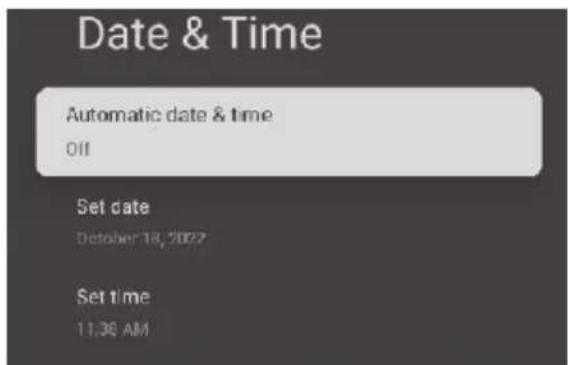 Date & Time Automatic date & time Off Set date October 18, 2022 Set time 11:36 AM