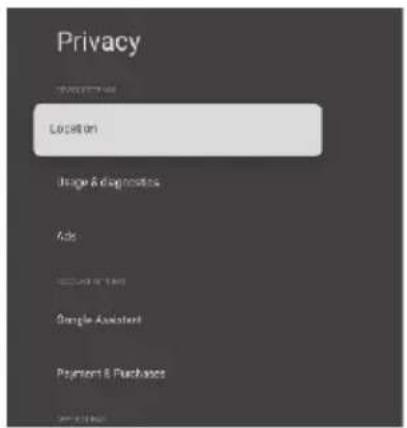 Privacy LOCATION Image & Diagnostics Ads Sample Assistant Payment & Purchases
