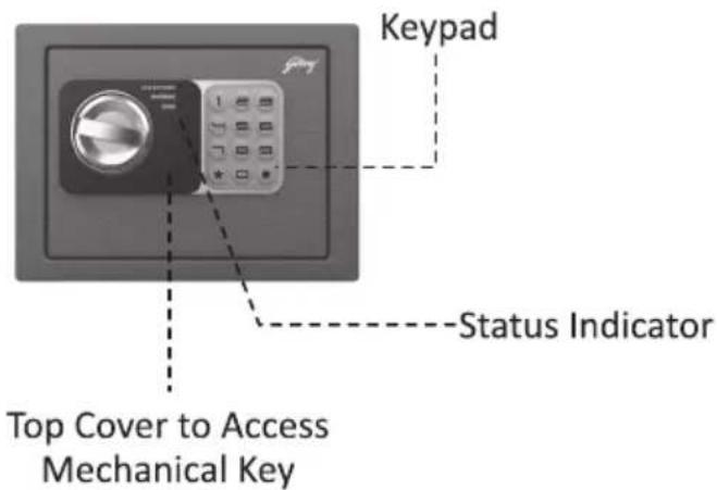 Keypad Status Indicator Top Cover to Access Mechanical Key