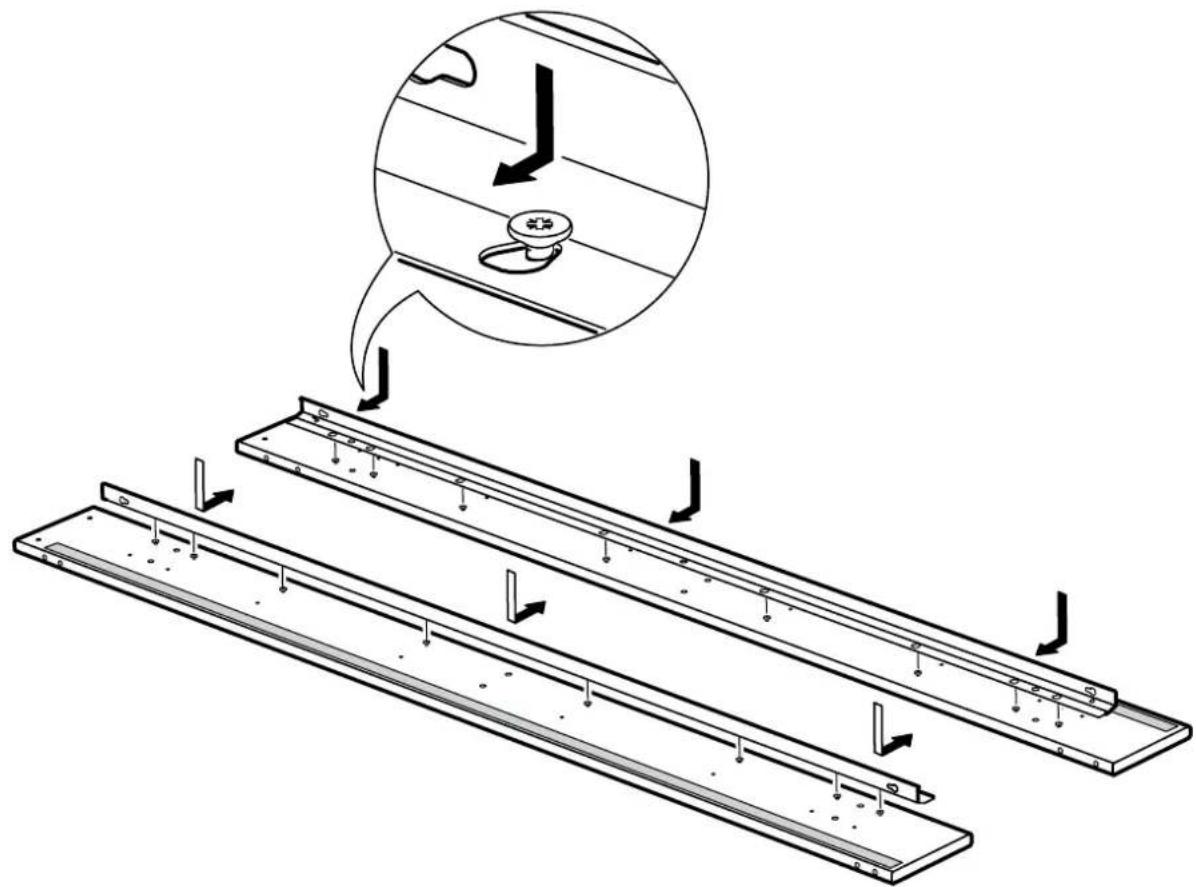 Technical diagram showing a mechanical assembly with labeled components and directional arrows indicating motion or assembly steps.
