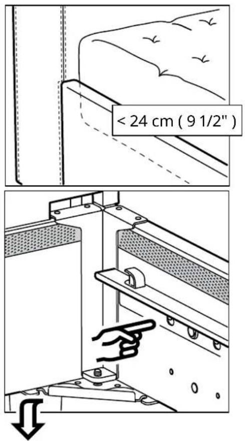 < 24 cm ( 9 1/2" ) ↓