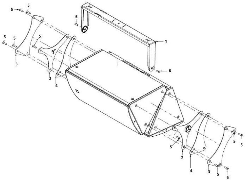 Technical diagram of a mechanical assembly with numbered components and labeled parts