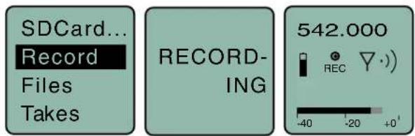 SDCard... Record Files Takes RECORD- ING 542.000 REC -40 -20 +0