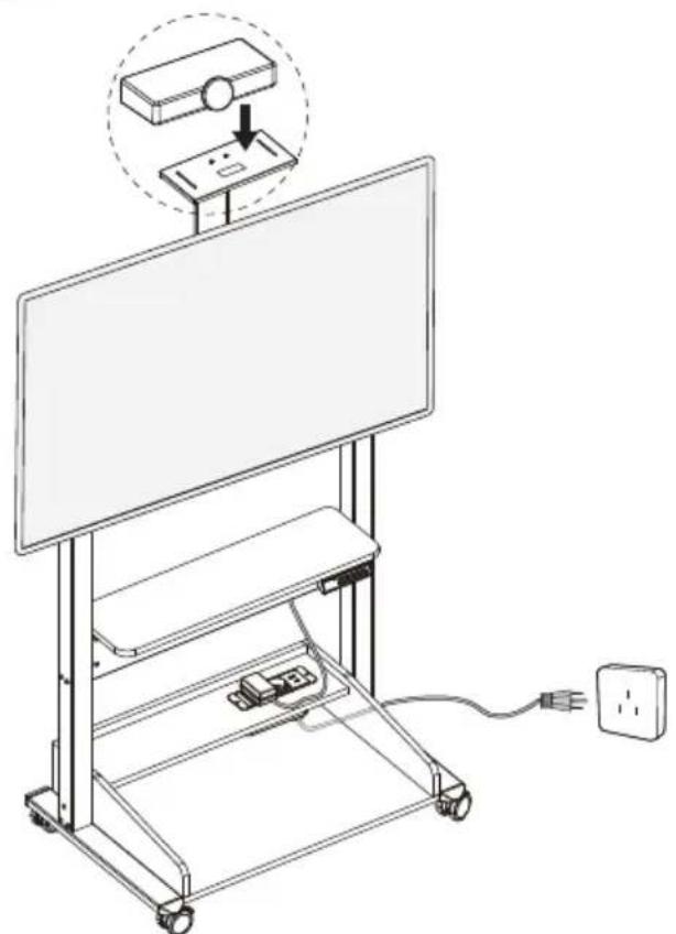 Technical line drawing of a mechanical device with a control panel and power outlet (no text or symbols)