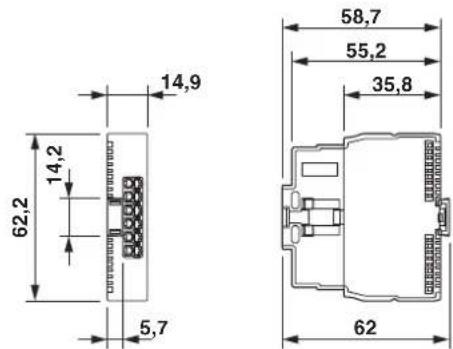 Phoenix Contact AXL SE DO16/1 - Dimensions of the relay module - 1