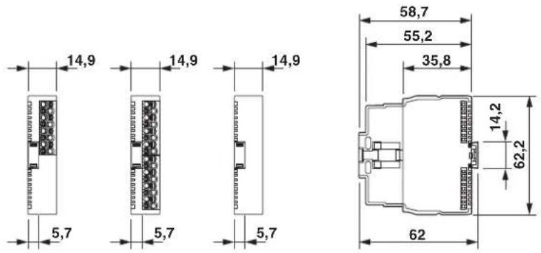 Phoenix Contact AXL SE DO16/1 - Dimensions of extra-low voltage versions - 1