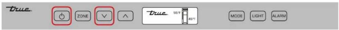 true. ZONE ~ true. 55°F 45°F MODE LIGHT ALARM