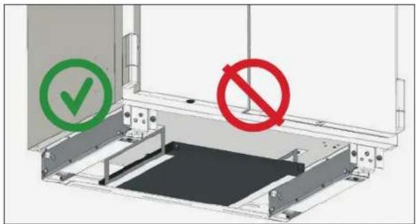 Technical diagram showing installation constraints with green checkmark and red prohibition sign symbols