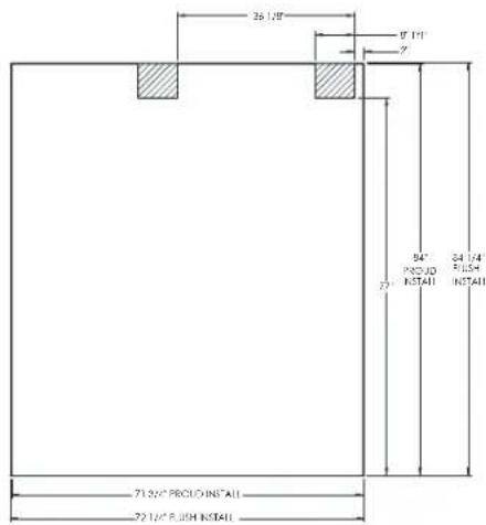 26 1/8" 8 1/1" 7 84° PROD. INSTALL 84 1/4 INSTALL INSTALL 71.32" PROD.INSTALL 72.12" PUSH INSTALL