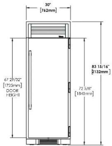 30" [762mm] 67 29/32" [1725mm] DOOR HEIGH 83 15/16" [2132mm] 72 5/8" [1845mm]