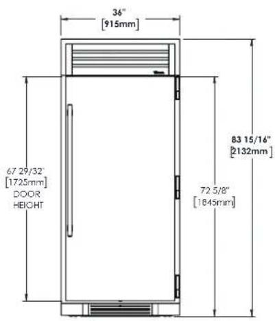 36" [915mm] 67 29/32" [1725mm] DOOR HEIGHT 83 15/16" [2132mm] 72 5/8" [1845mm]
