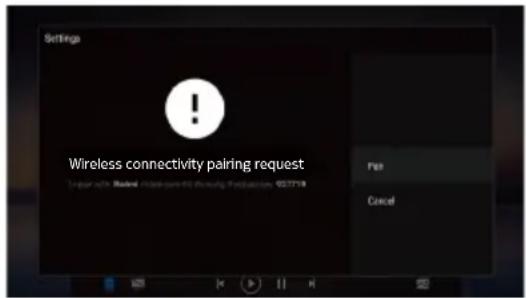 Settings Wireless connectivity pairing request Enter with "Medical" network connection (e.g. 037718) Fail Cancel