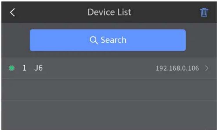 Device List Search 1 J6 192.168.0.106 >