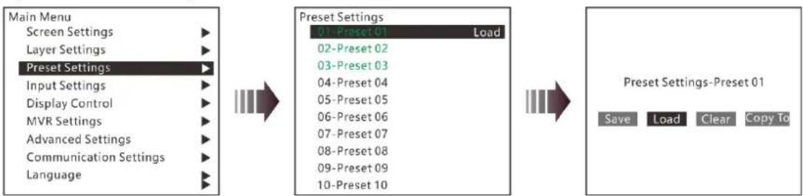 NovaStar J6 - Preset Settings - 1