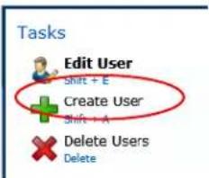 Tasks Edit User Shift + E Create User Shift + A Delete Users Delete